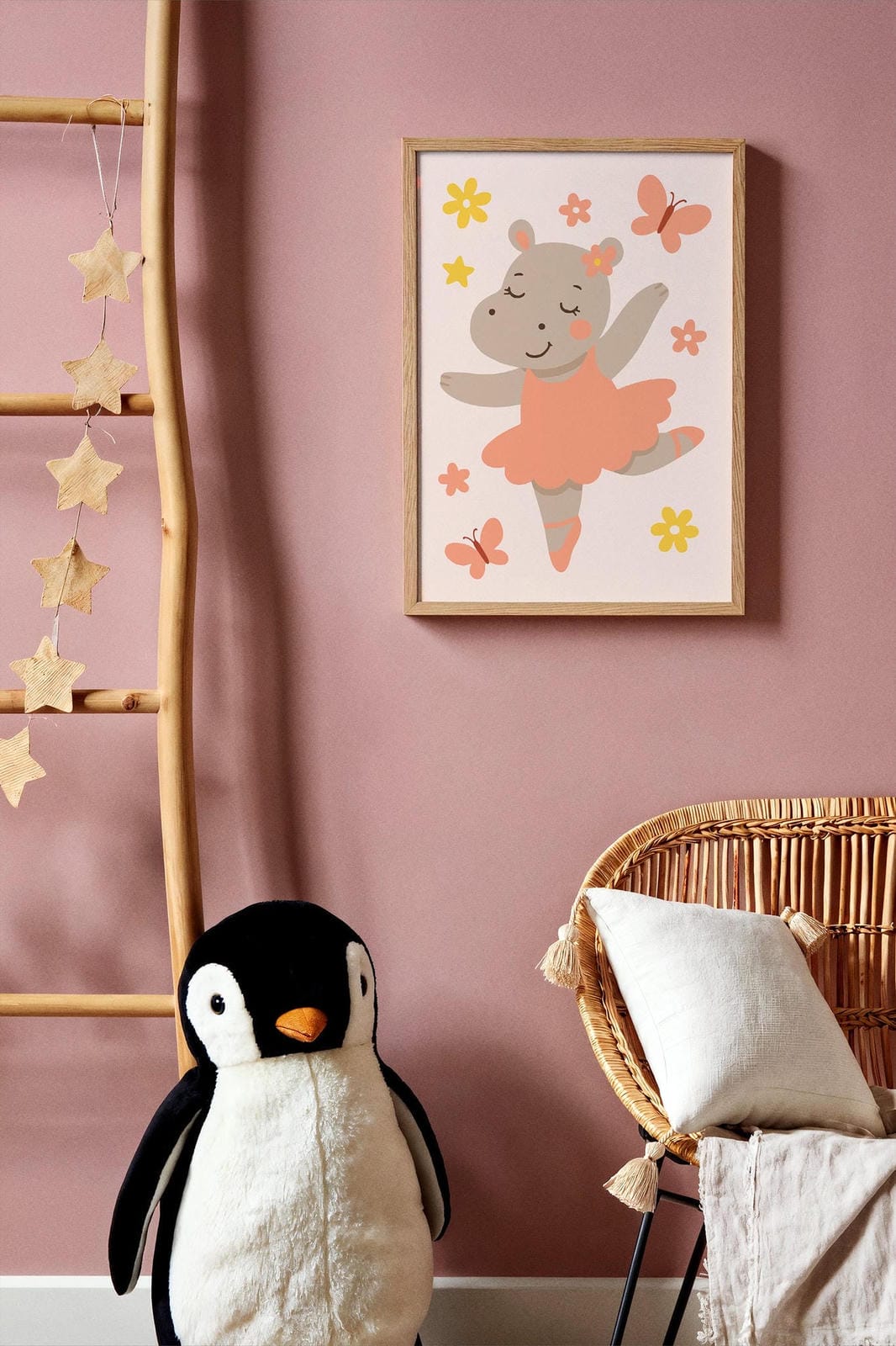 Dancing Hippo Wall Art – Ballet Nursery Print