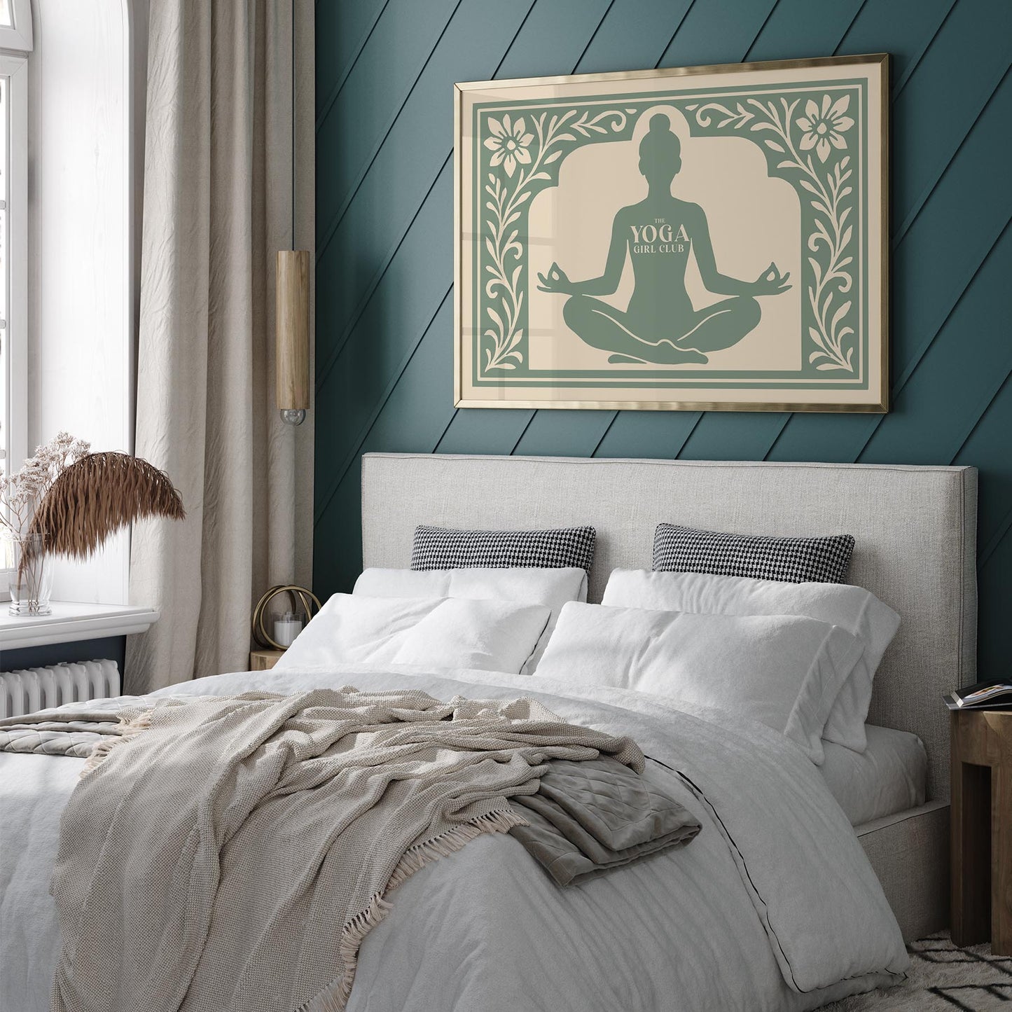 The Yoga Girl Club Poster - Sage Green Horizontal Wall Art Print