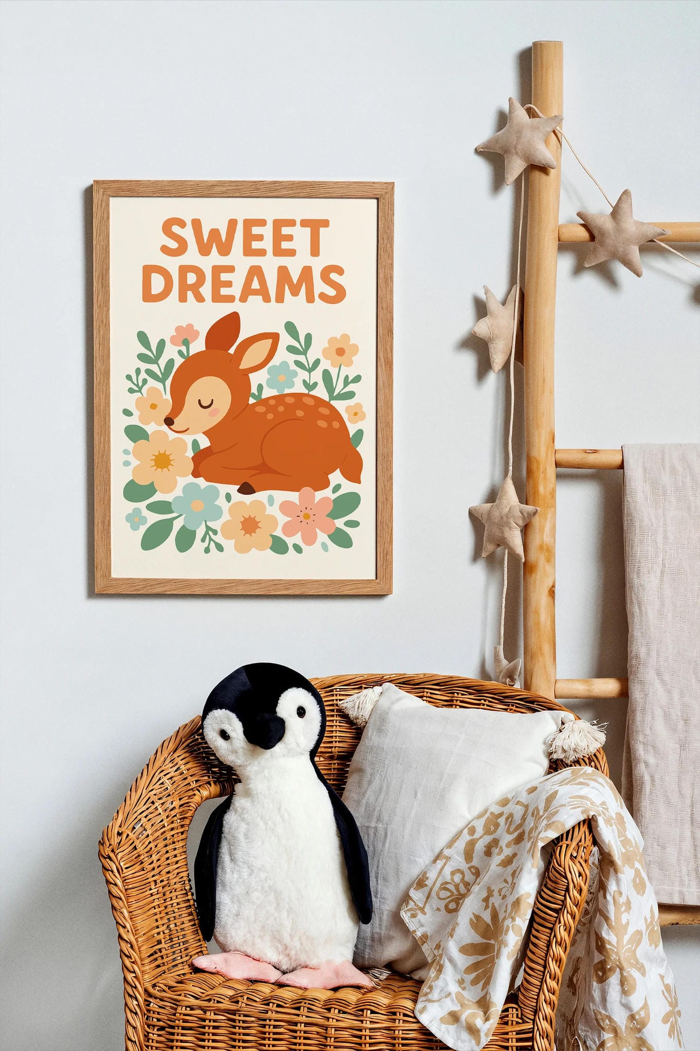 Sweet Dreams Deer – Cute Floral Kids Print