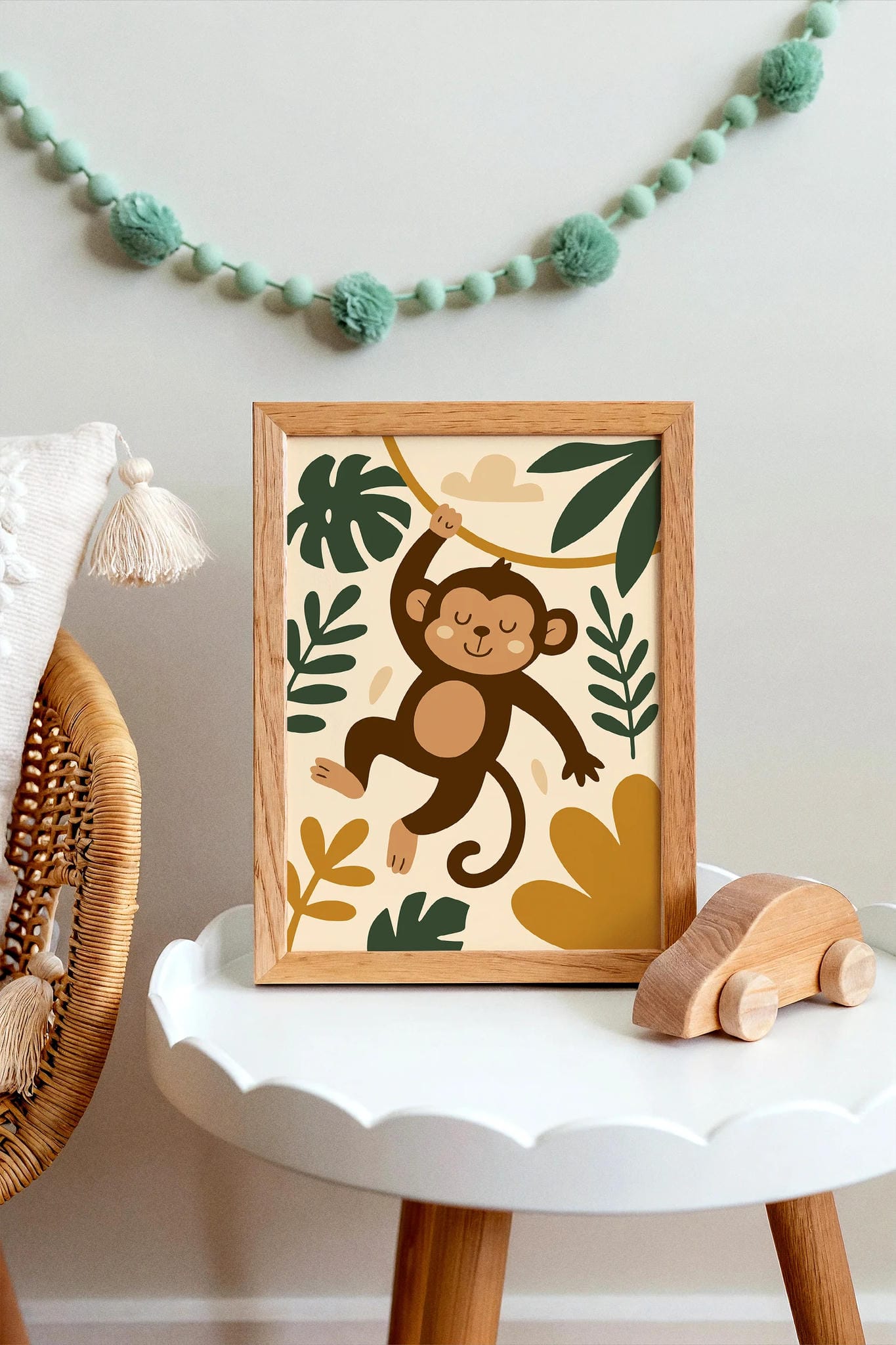 Tropical Jungle Monkey Poster – Cute Animal Print