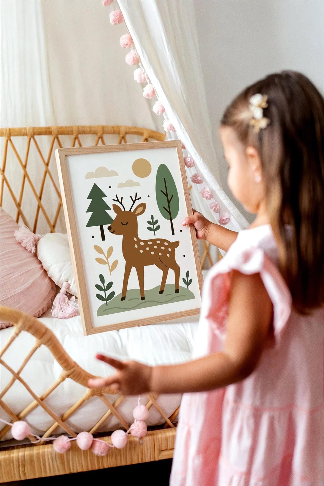 Cute Deer in Forest Poster – Woodland Animal Art Print