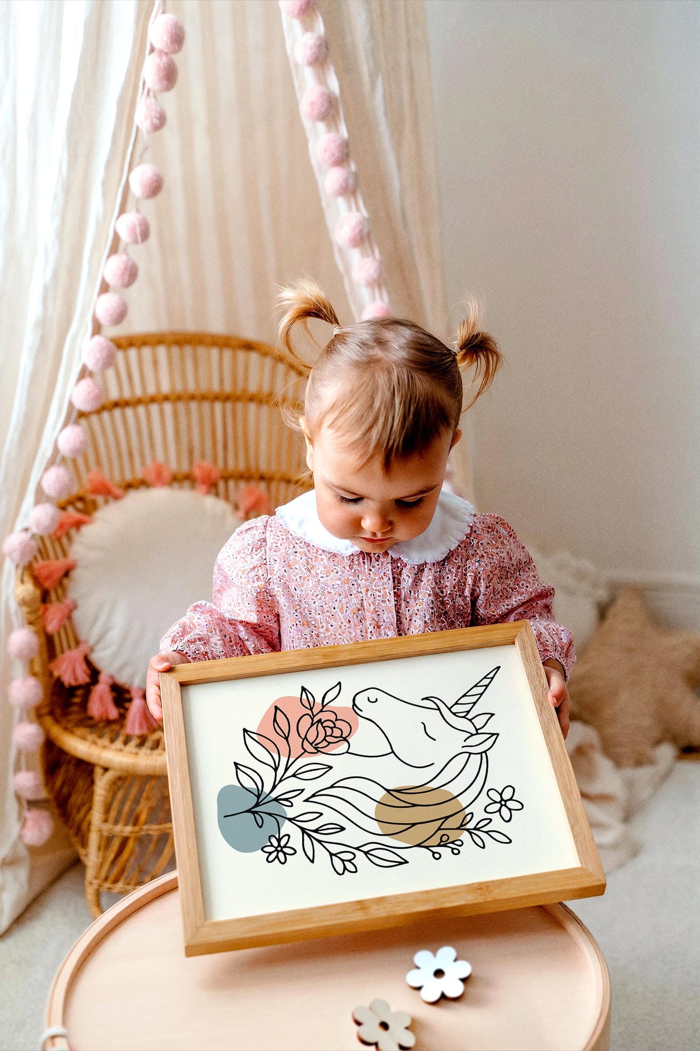 Line Art Unicorn Poster – Magical Nursery Decor