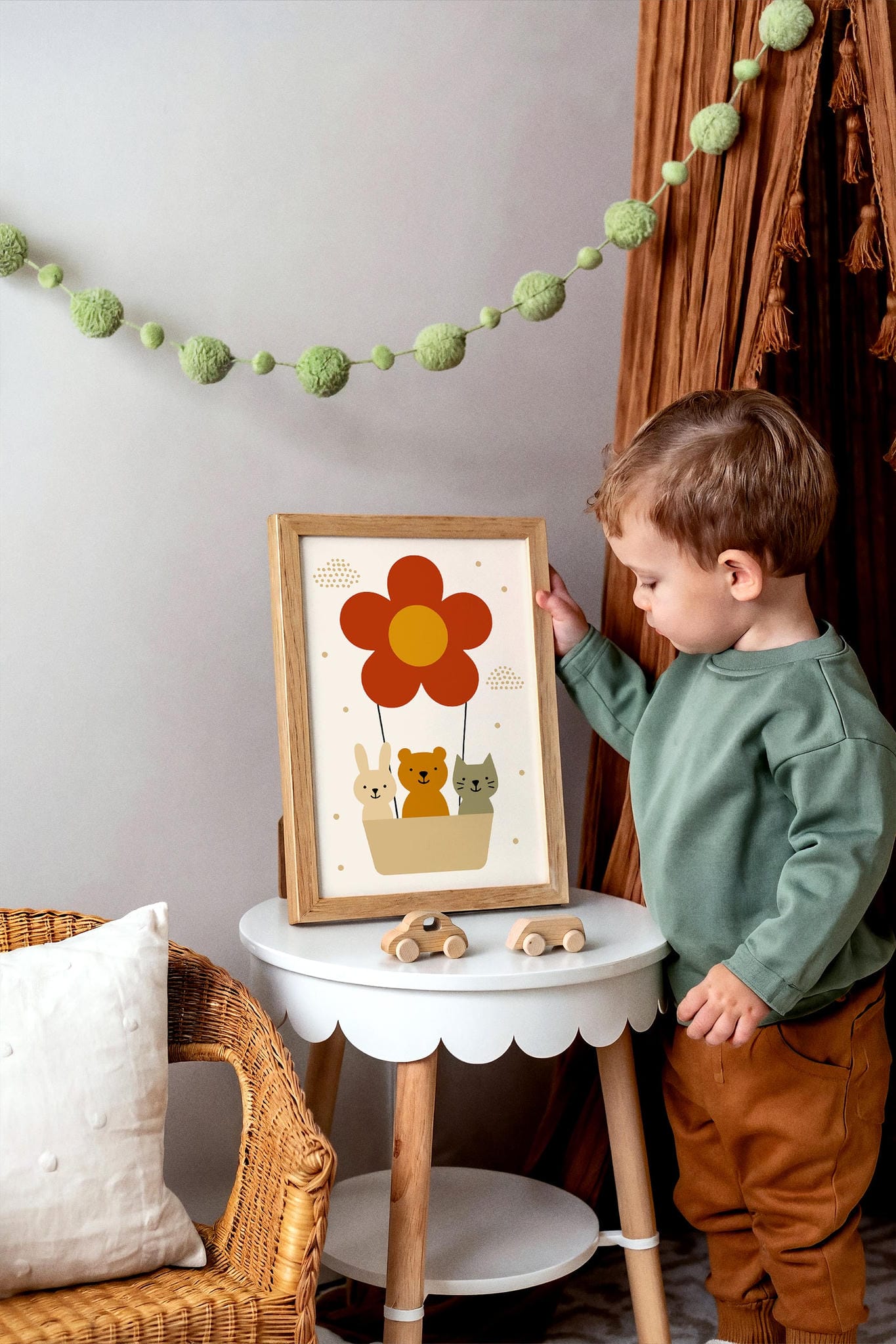 Cute Animals in Balloons – Kids Room Poster