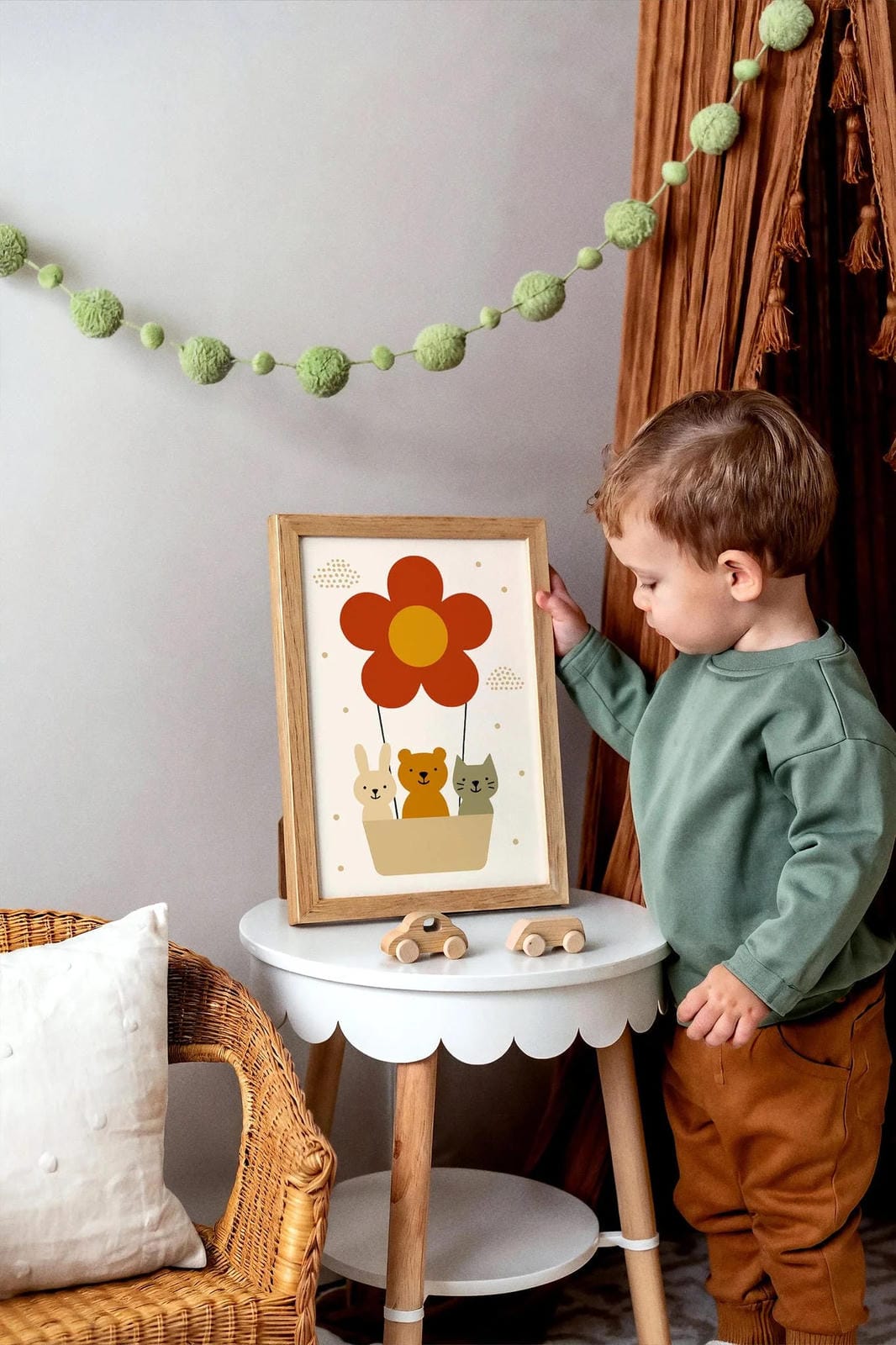 Cute Animals in Balloons – Kids Room Poster