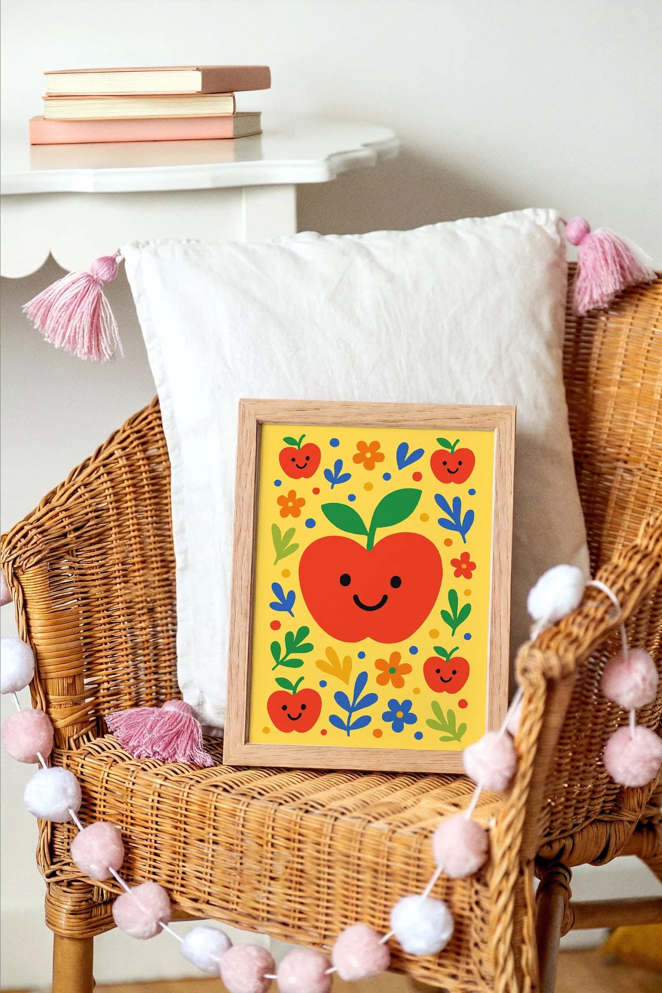 Happy Apples Poster – Colorful Fruit Wall Art for Kids