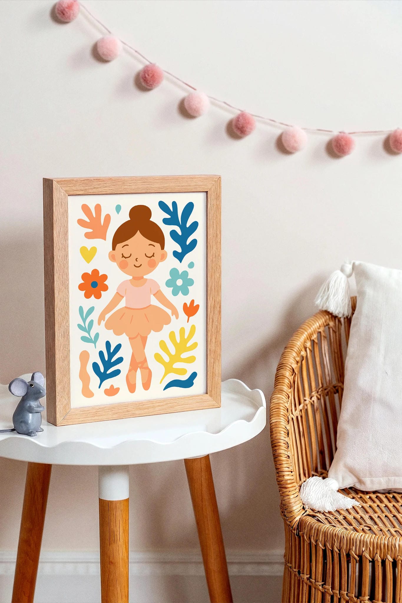 Floral Ballerina Poster – Dance Wall Art for Girls