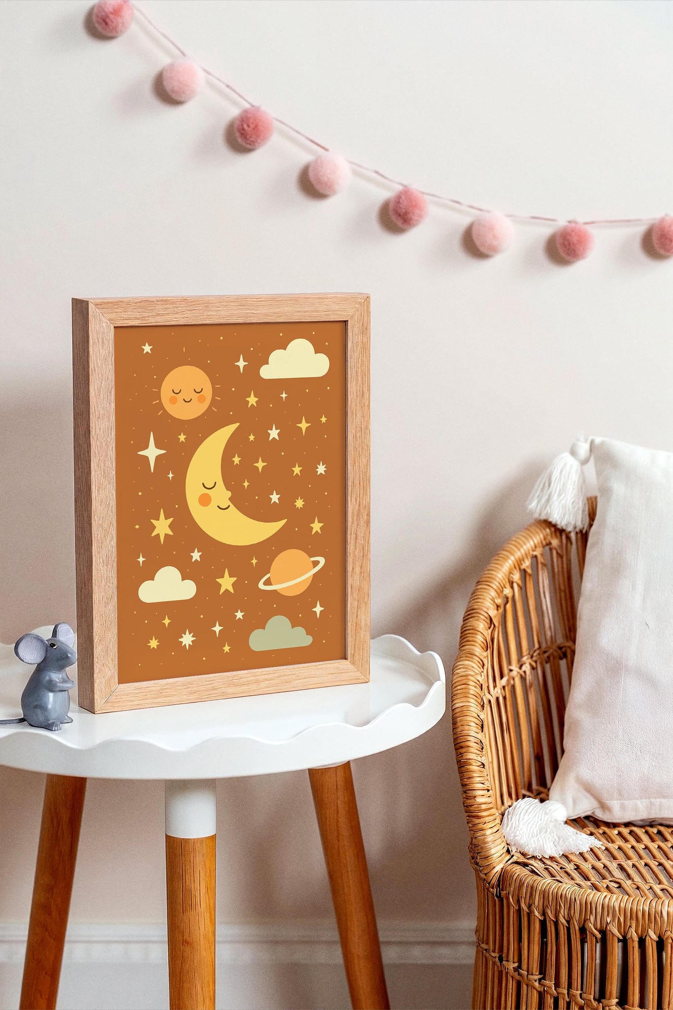 Burnt Orange Space Poster – Kids Galaxy Wall Art