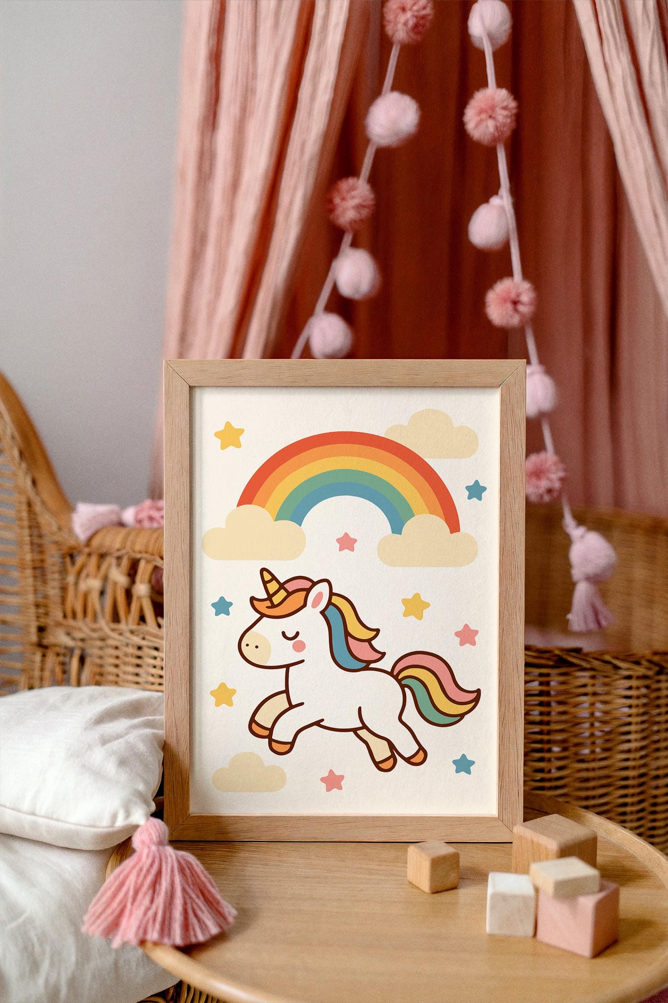 Cute Unicorn Poster – Wall Art for Girls’ Room Decor