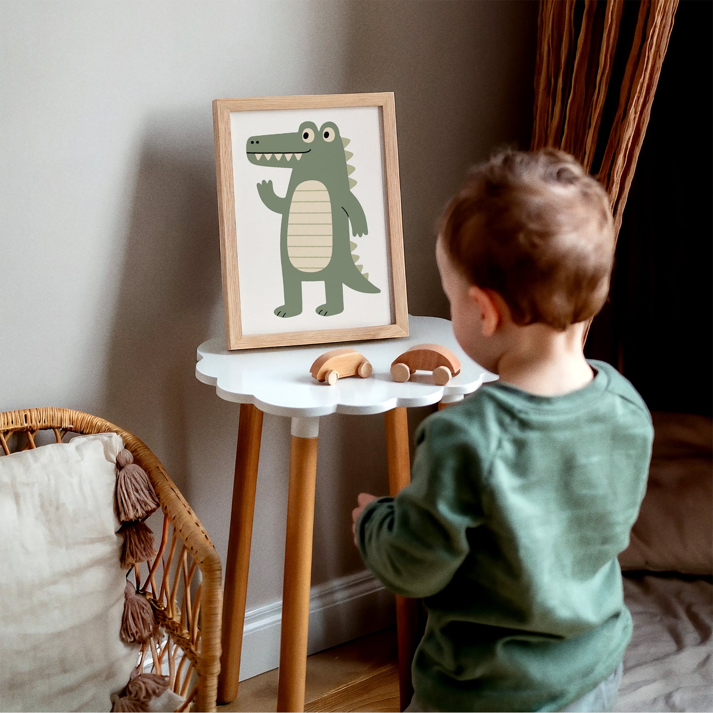 Cute Friendly Crocodil Art Print - Kids Room Wall Decor