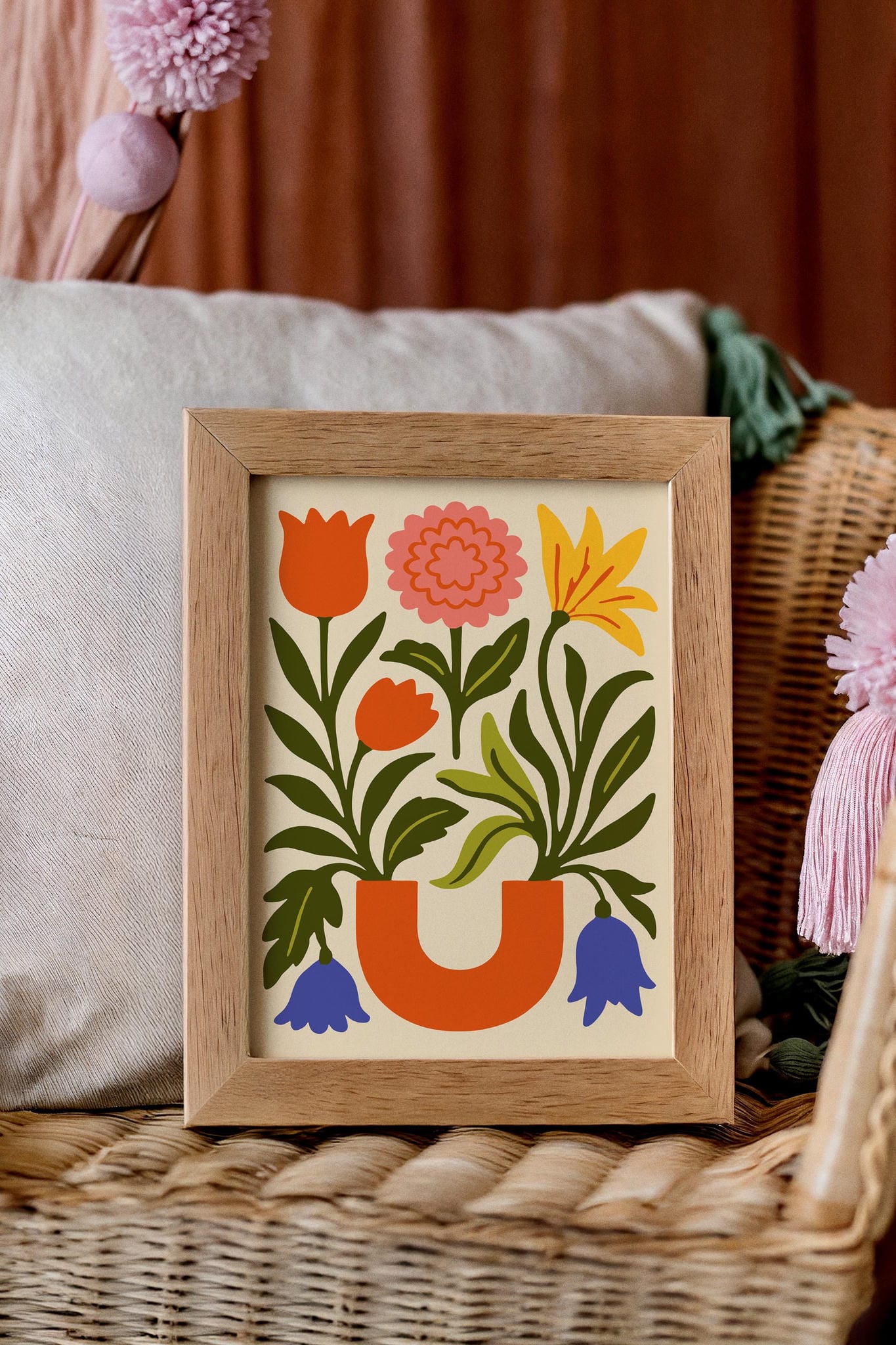 Colorful Abstract Flower Vase Wall Art