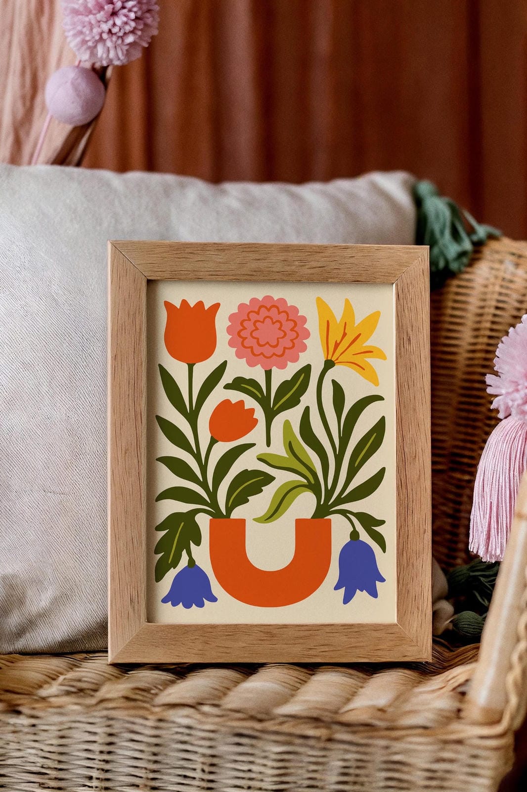 Colorful Abstract Flower Vase Wall Art