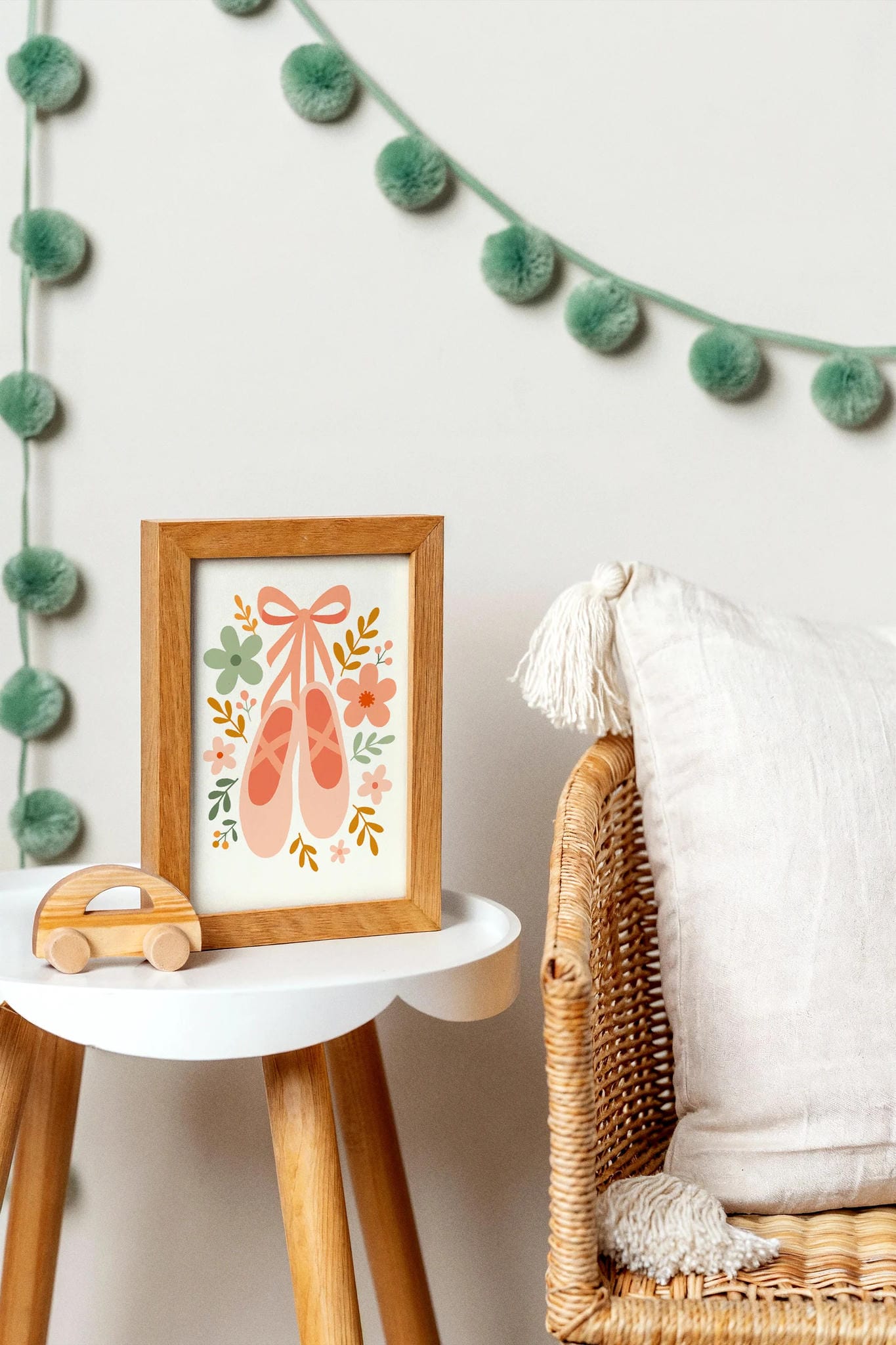 Ballet Shoes & Floral Poster – Dance Wall Art for Girls