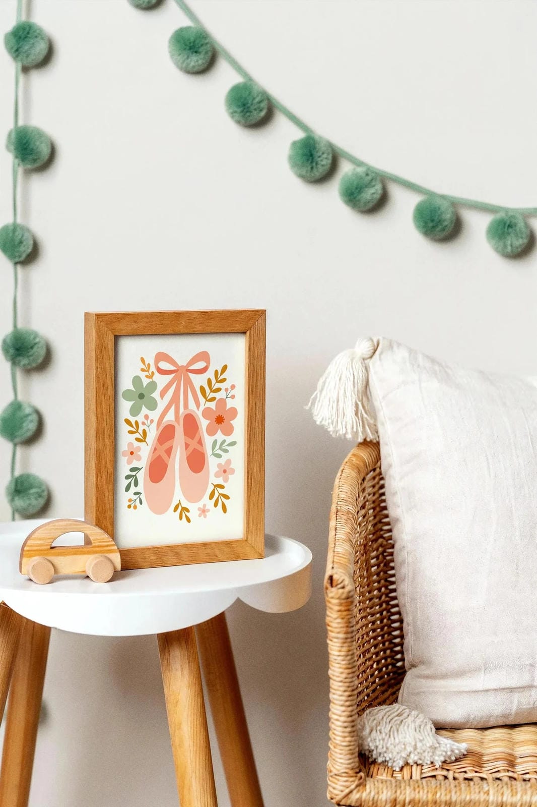 Ballet Shoes & Floral Poster – Dance Wall Art for Girls