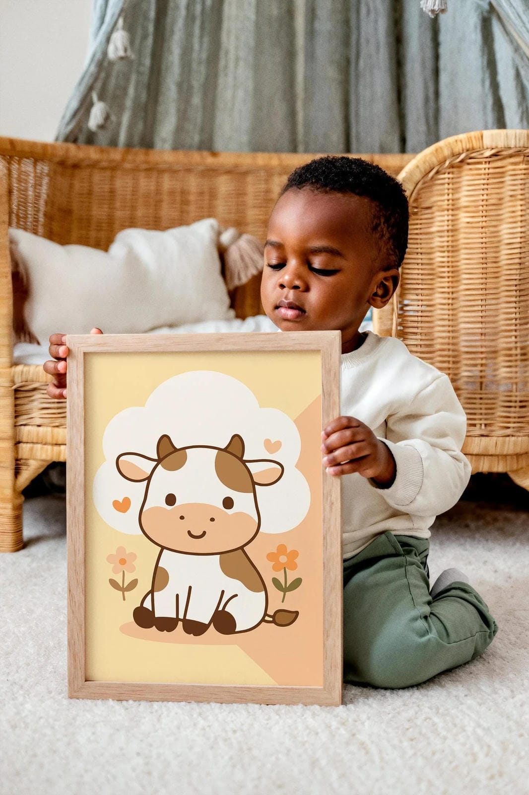 Cute Cow Art Print – Kids’ Room Wall Decor