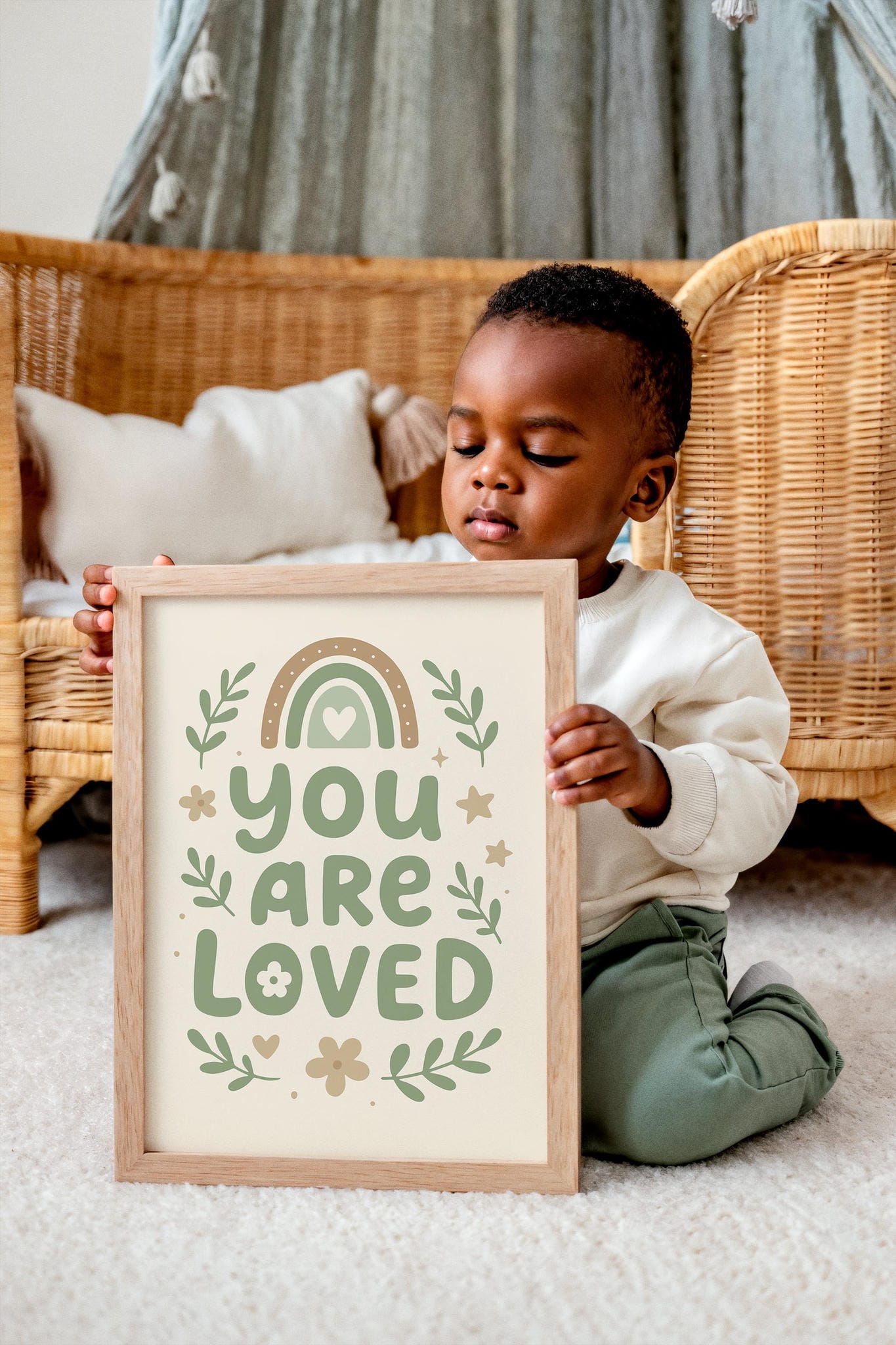 You Are Loved Print – Mint Pastel Quote Art