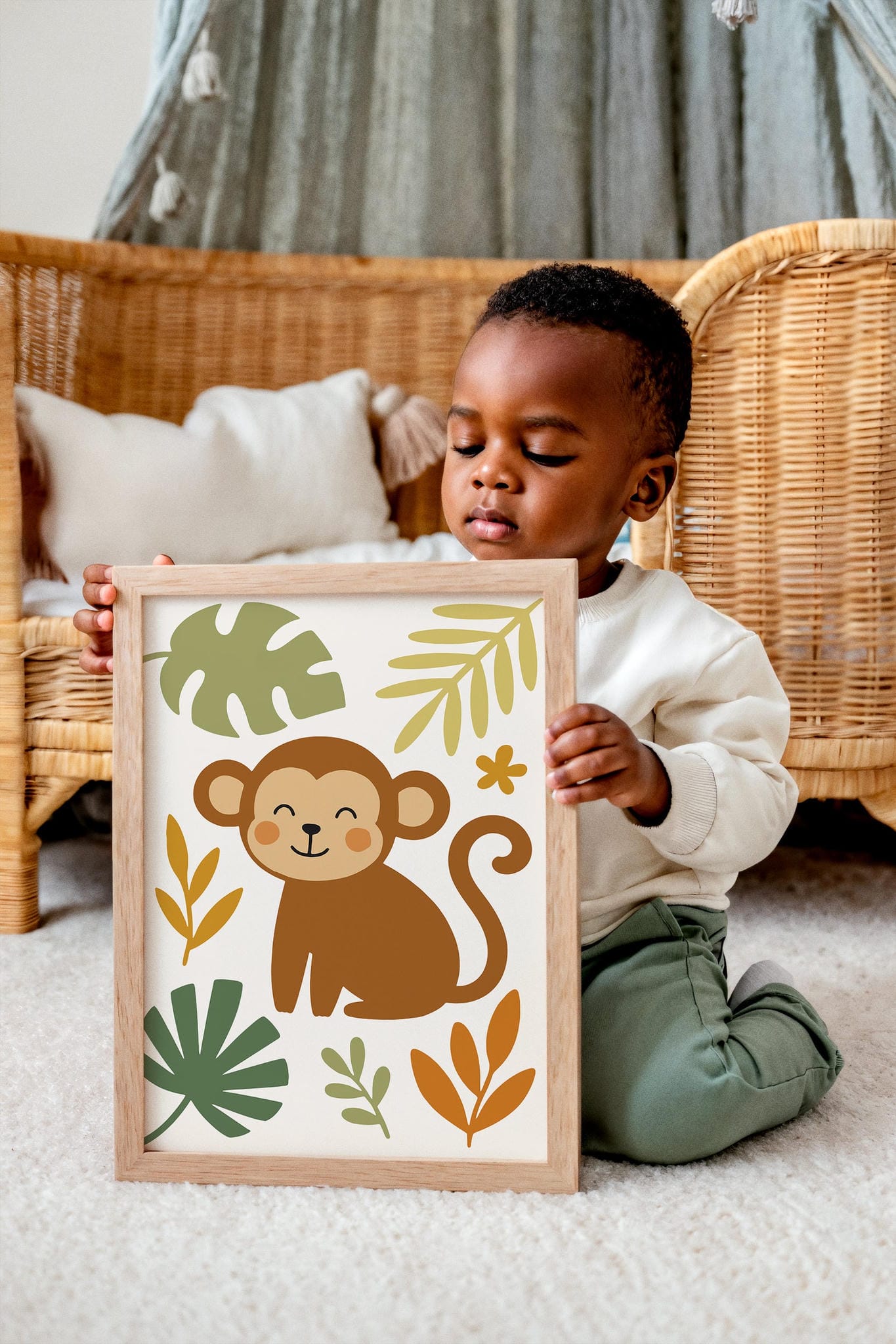Cute Little Monkey – Jungle Wall Art for Kids