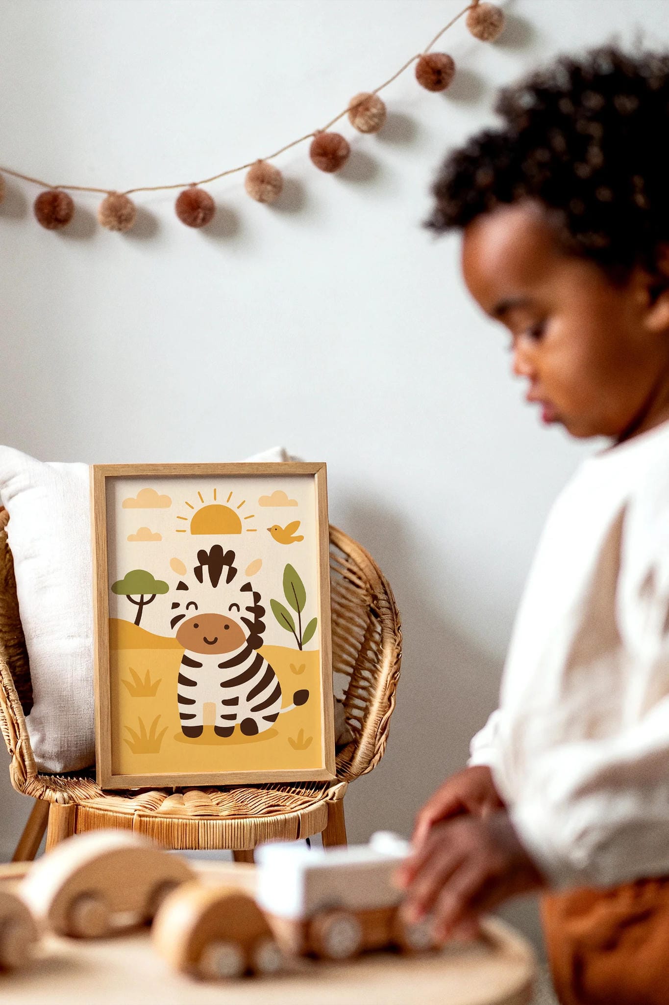 Safari Zebra Wall Art Print – Cute Animal Nursery Decor