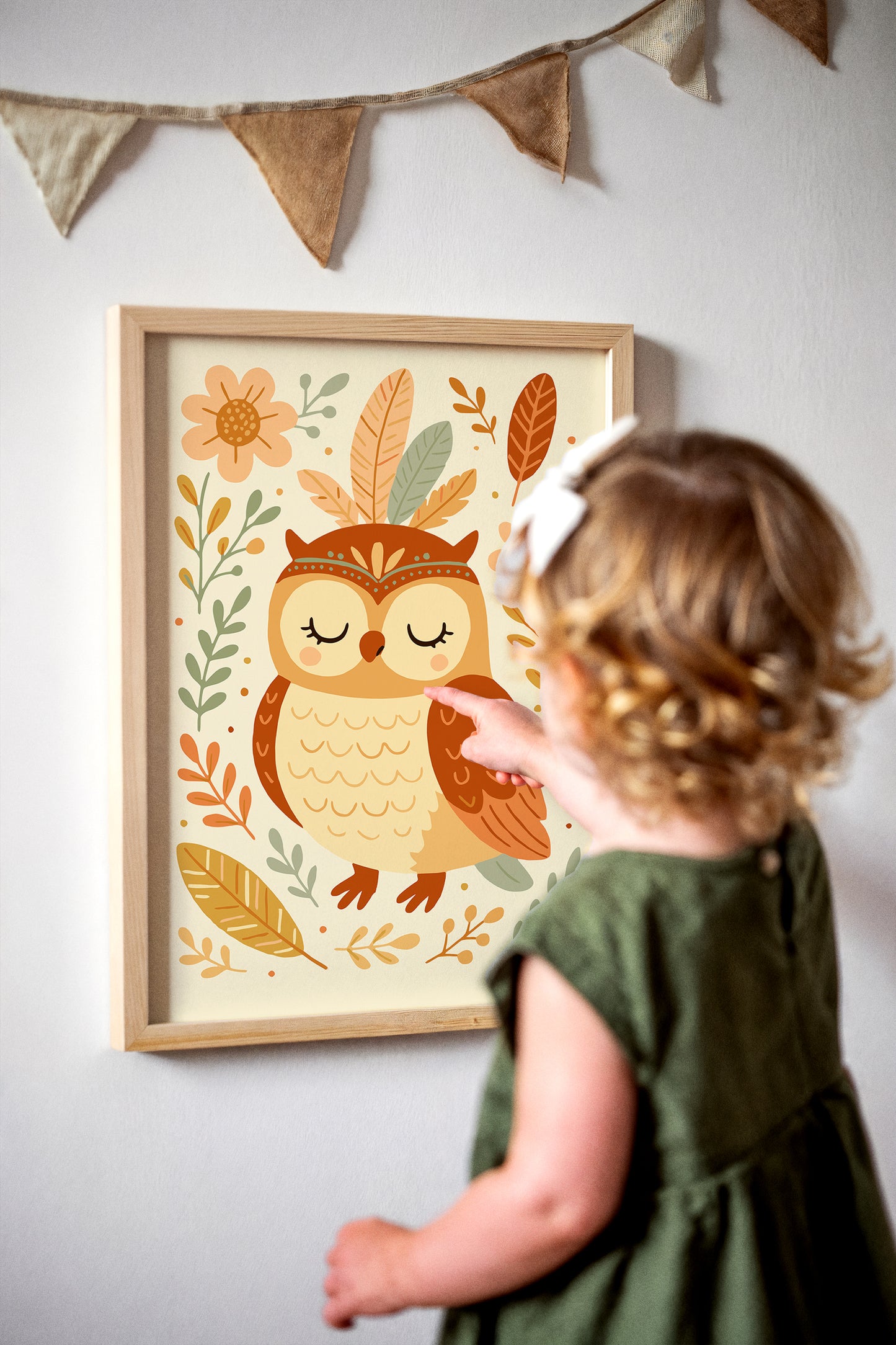 Boho Owl Poster – Kids Woodland Wall Art