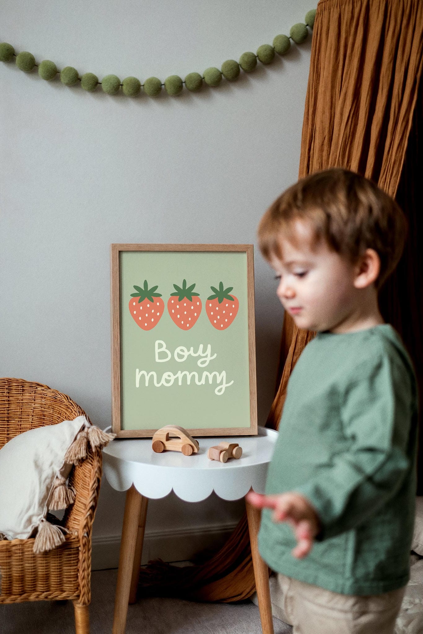 Boy Mommy Quote Poster with Cute Strawberry Art