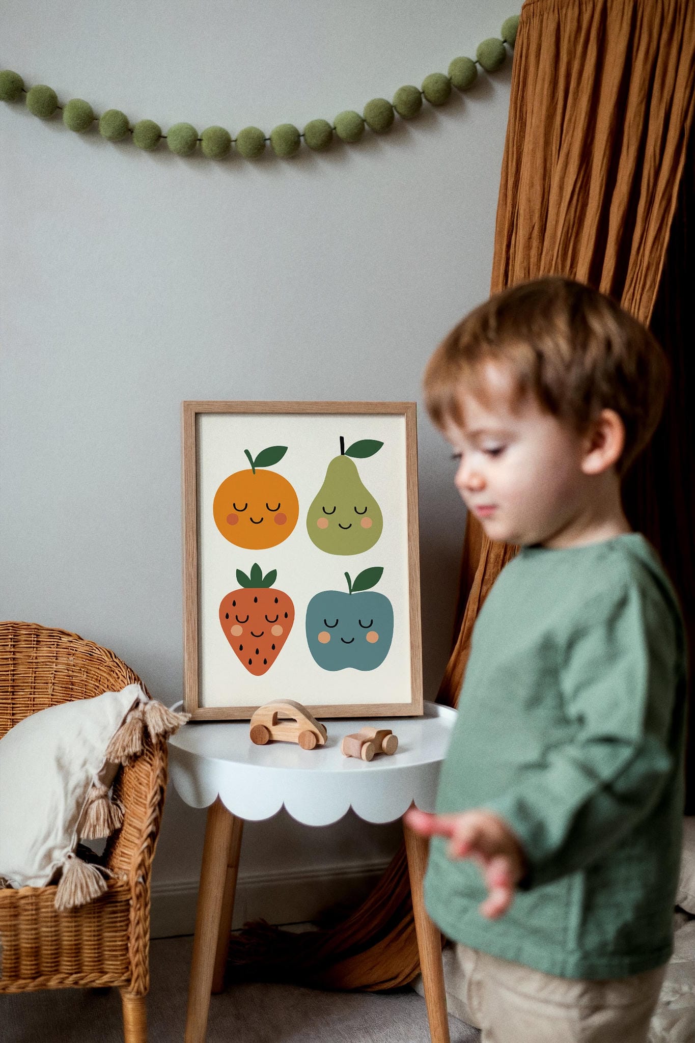 Happy Fruit Wall Art Print – Cute Kids Room Decor