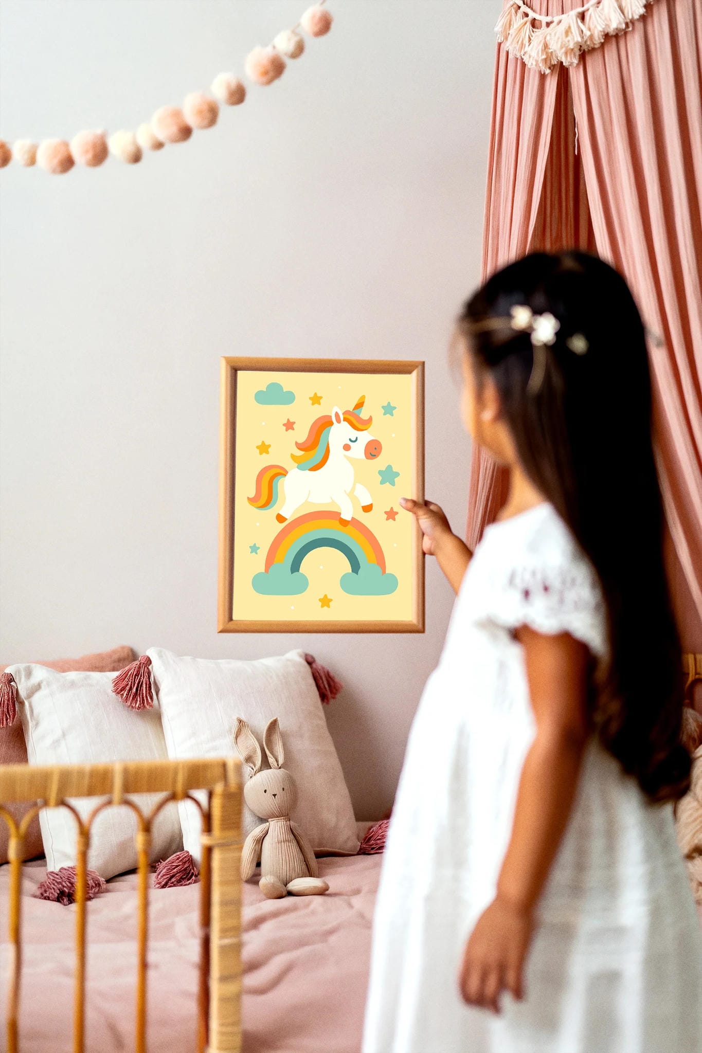 Cute Unicorn Rainbow Print – Kids Room Art