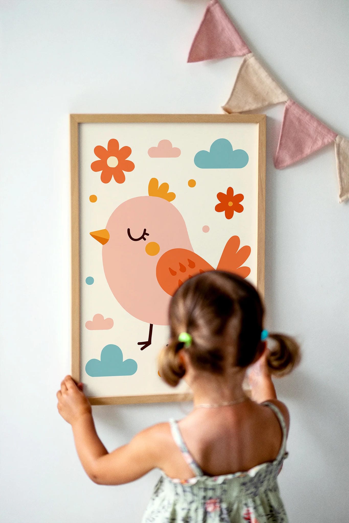 Cute Pink Bird – Woodland Art Print