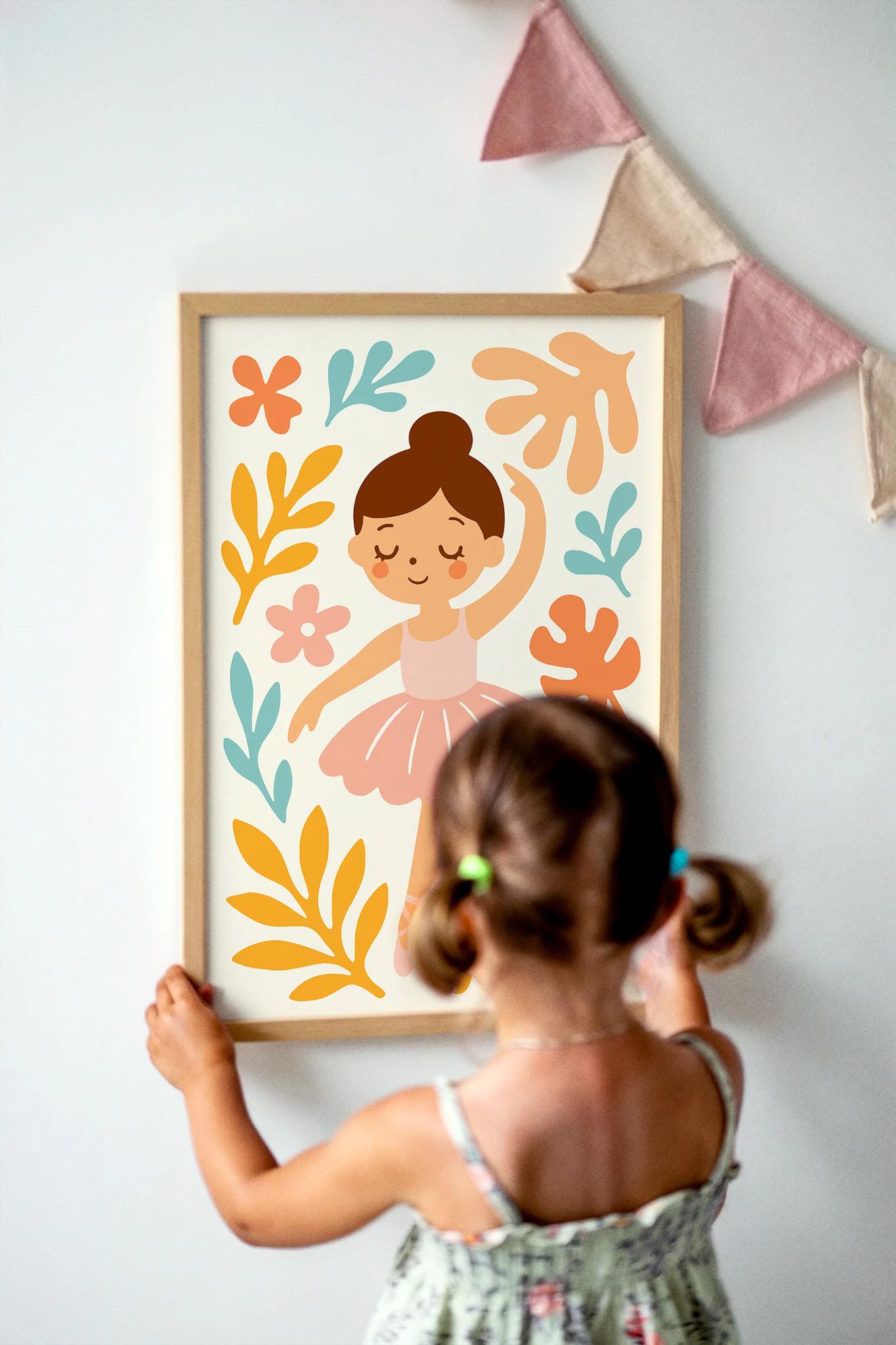 Little Ballerina in Flowers – Colorful Wall Art for Kids Room