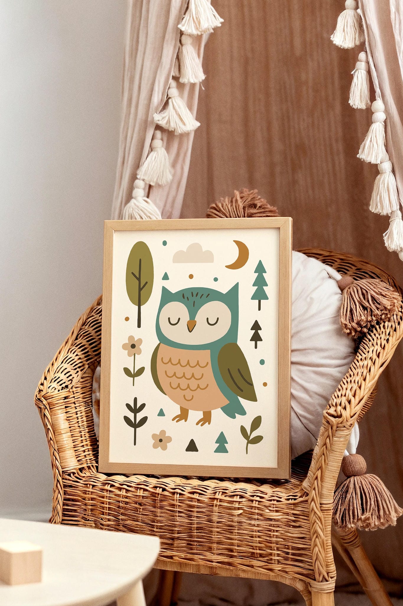 Woodland Owl Poster – Cute Kids Room Wall Art