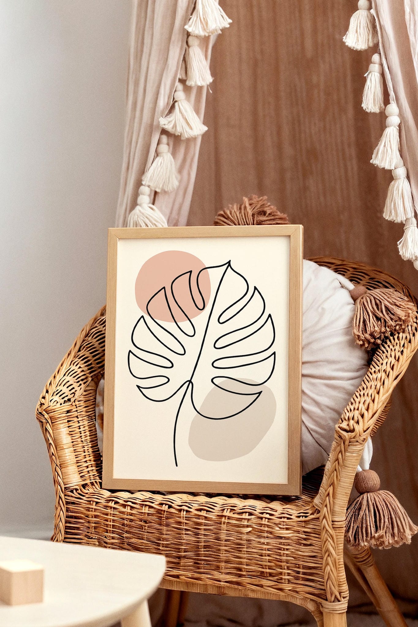 Monstera Leaf Line Art Poster – Minimalist Wall Art