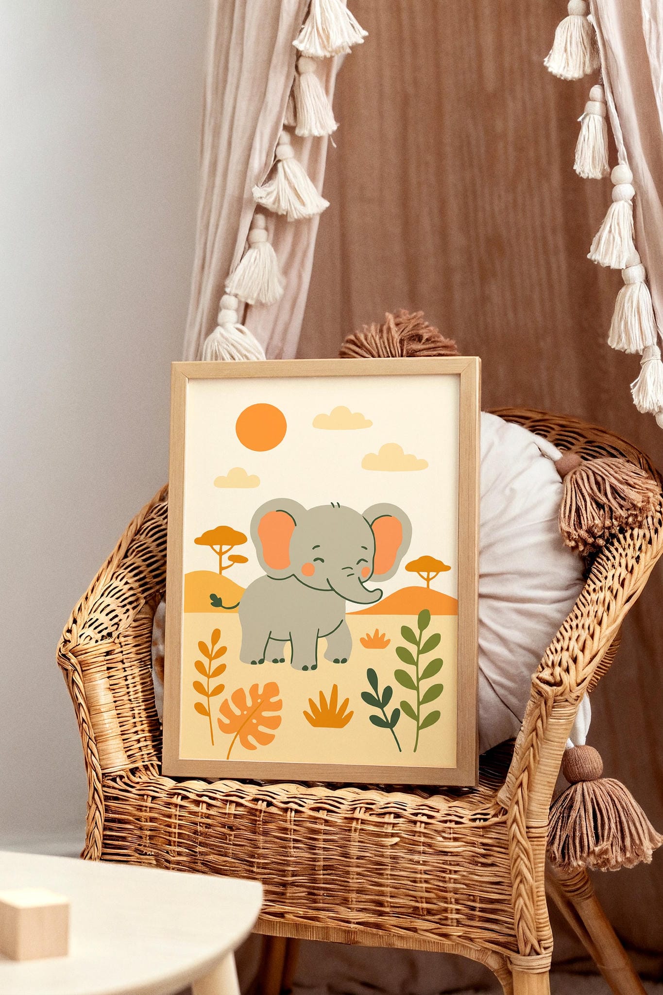 Cute Elephant Poster – Safari Nursery Wall Art Print