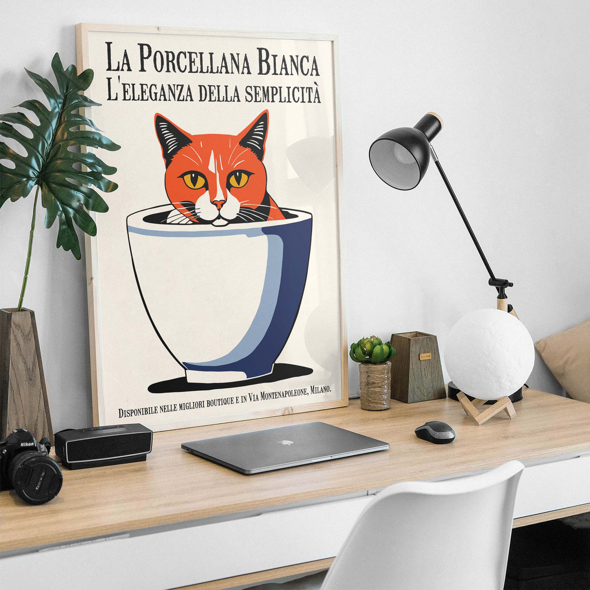Antique Italian Porcelain Cat Cup Poster