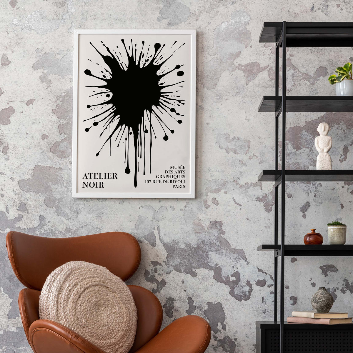 Black Ink Splatter Atelier Poster Print