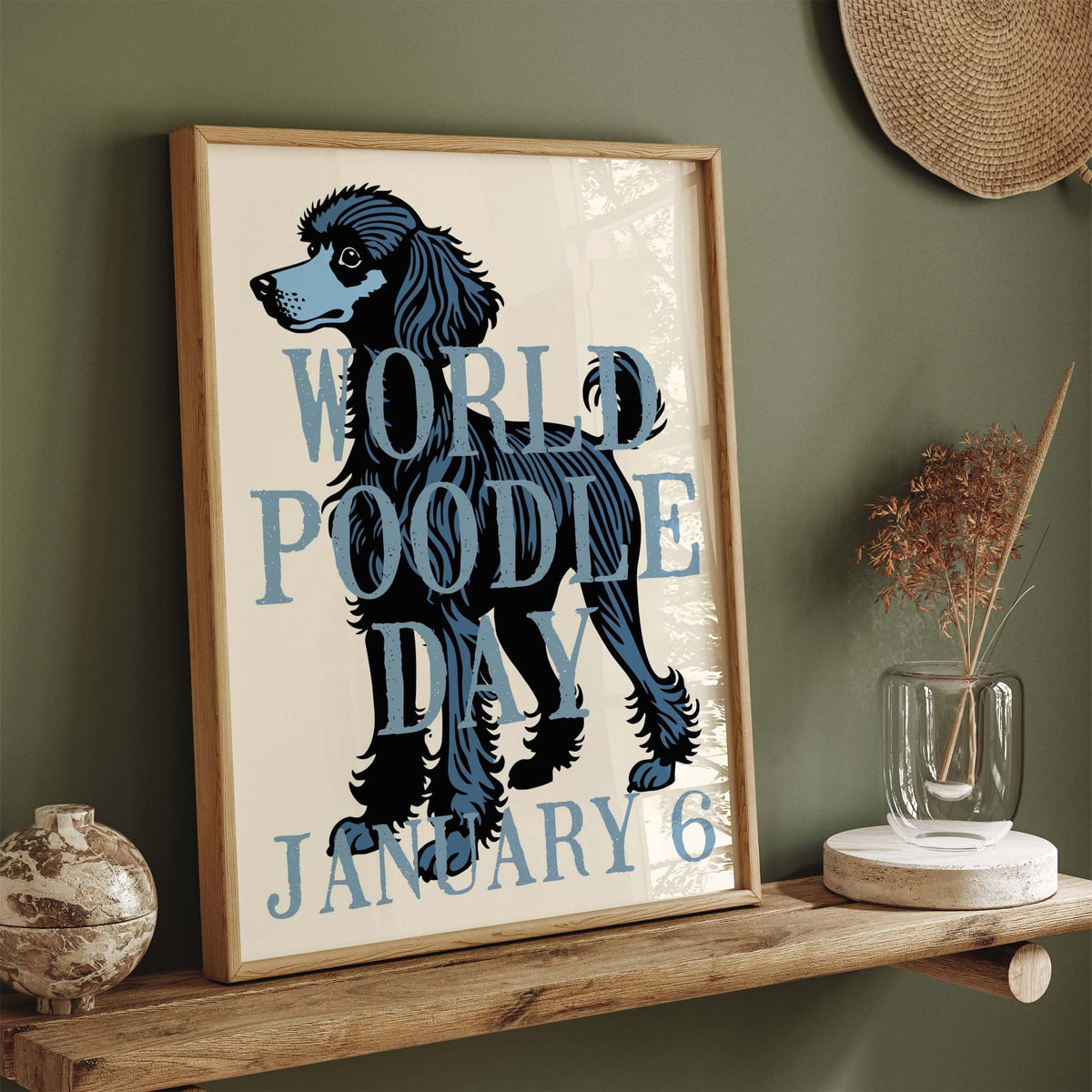Blue Poodle Dog Wall Art