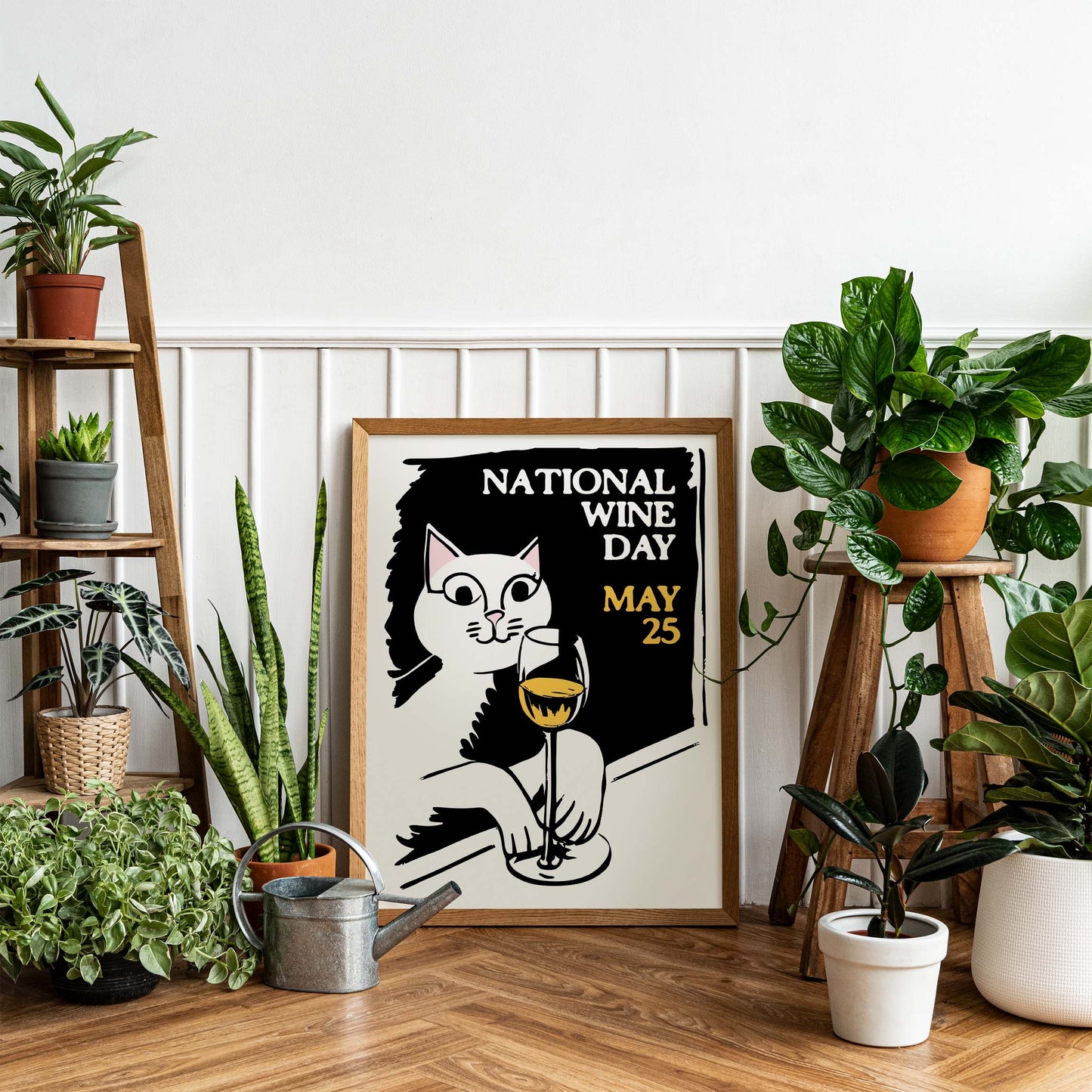 National Wine Day Cat Poster