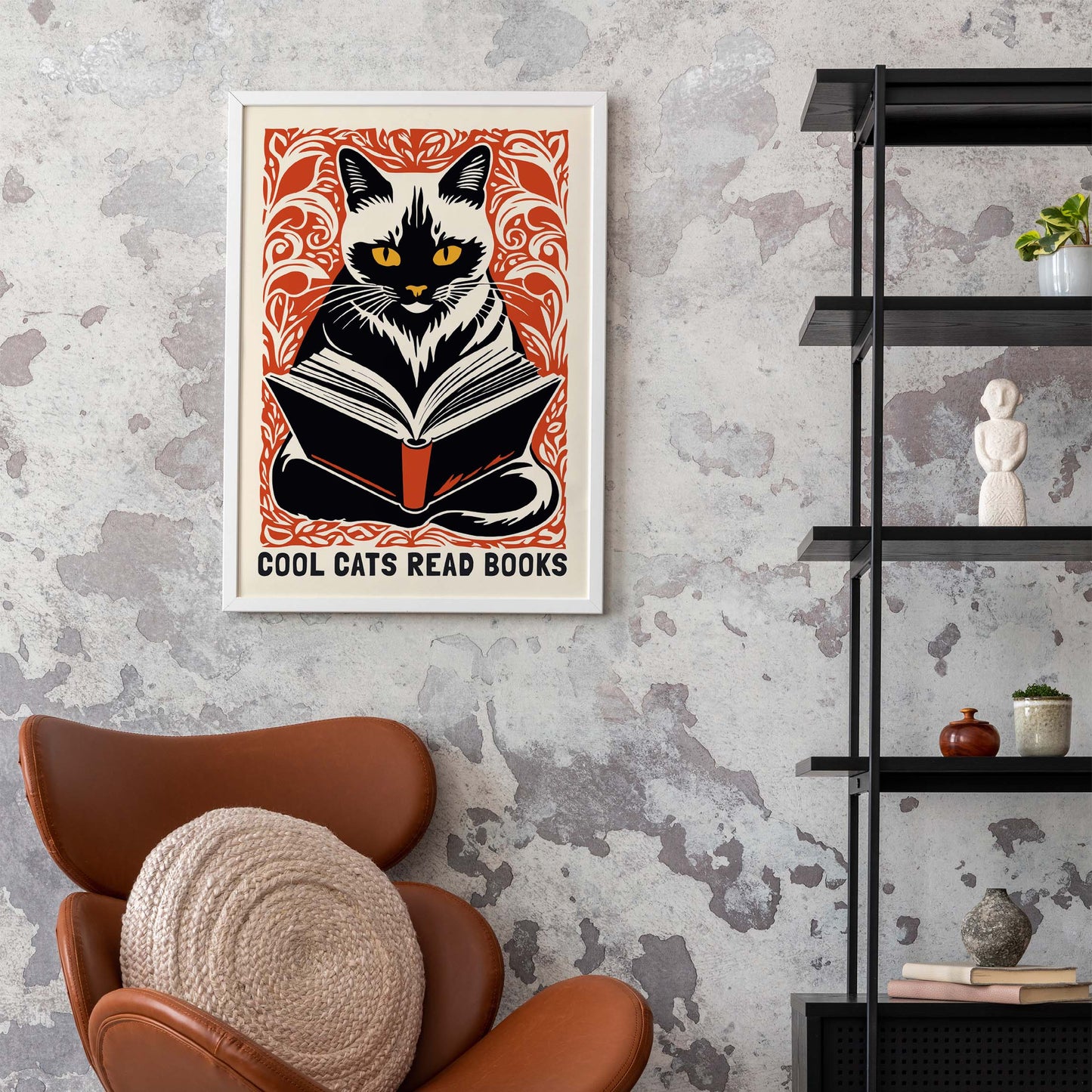 Reading Cat Bookish Wall Art