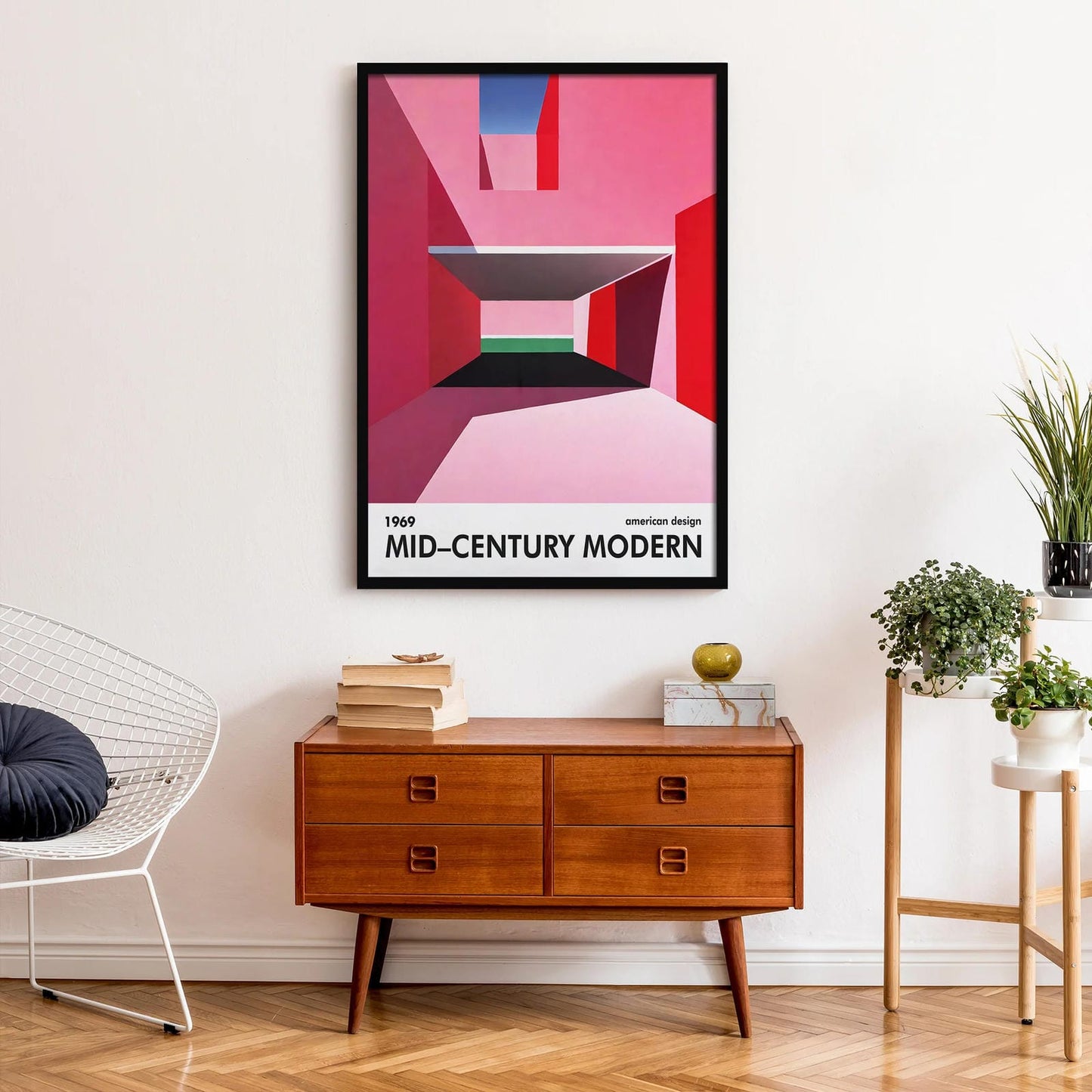 Mid Century Modern Geometric Pink Art Print