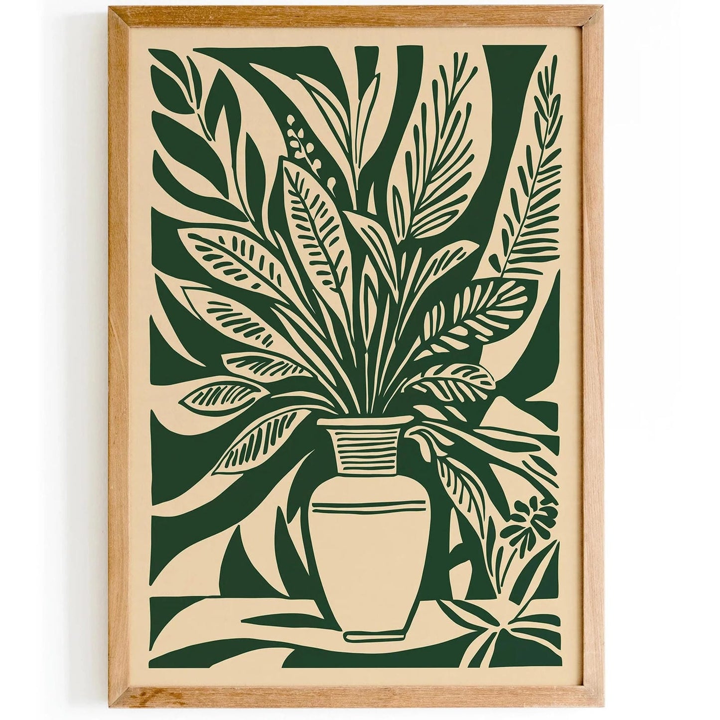 Green Linocut Botanical Art Print