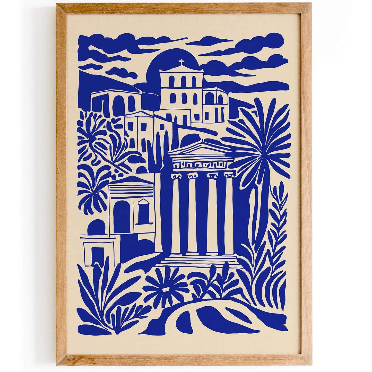 Athens Greece Travel Blue Indigo Poster