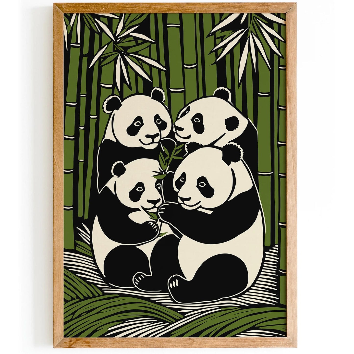 Panda Bears in Bamboo Forest Art Print