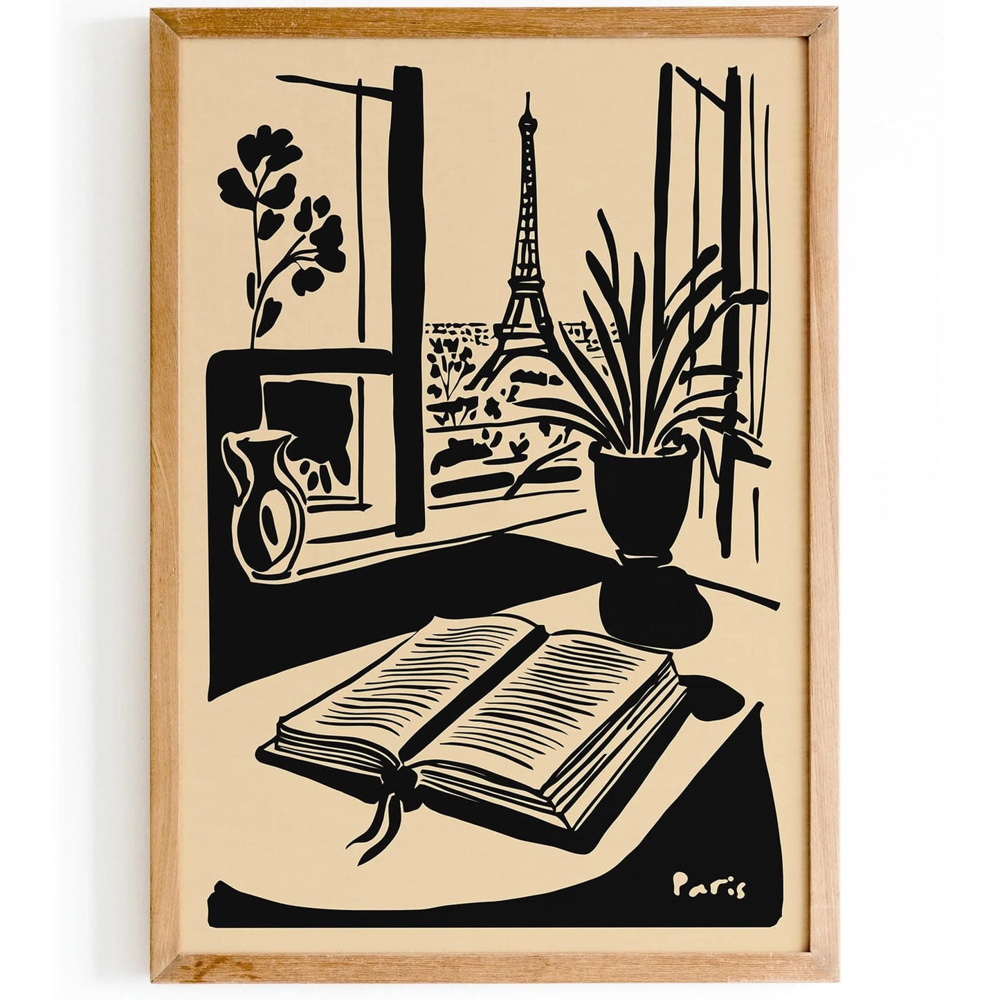 Paris Eiffel Tower and Book Poster