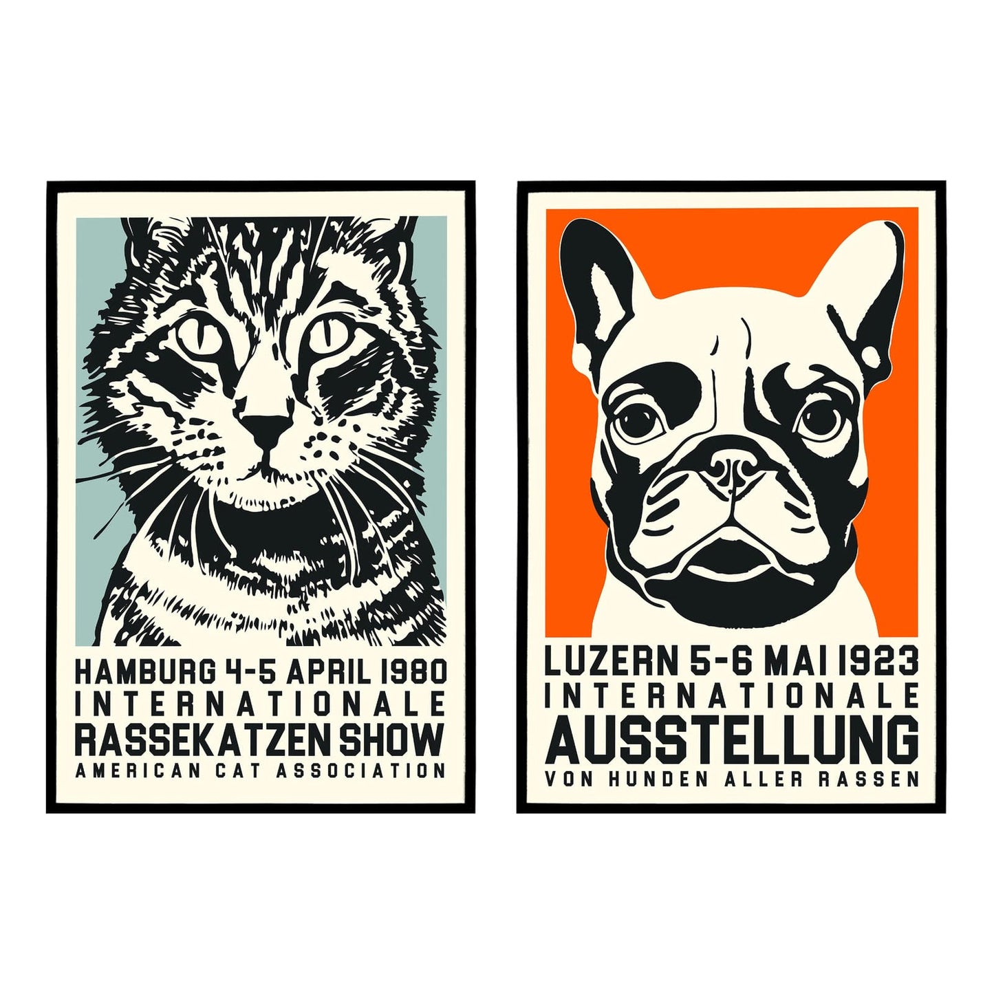 Set of 2 Dog Show Cat Show Poster