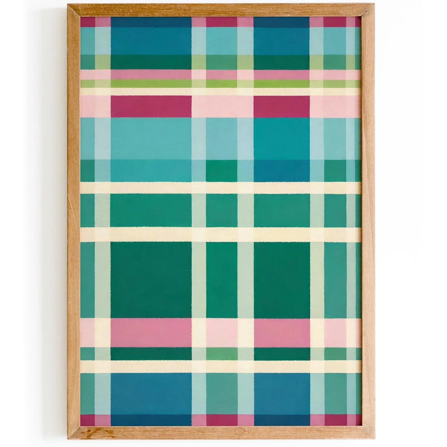 Farmhouse Style Abstract Checkered Art Print - Colorful Wall Decor
