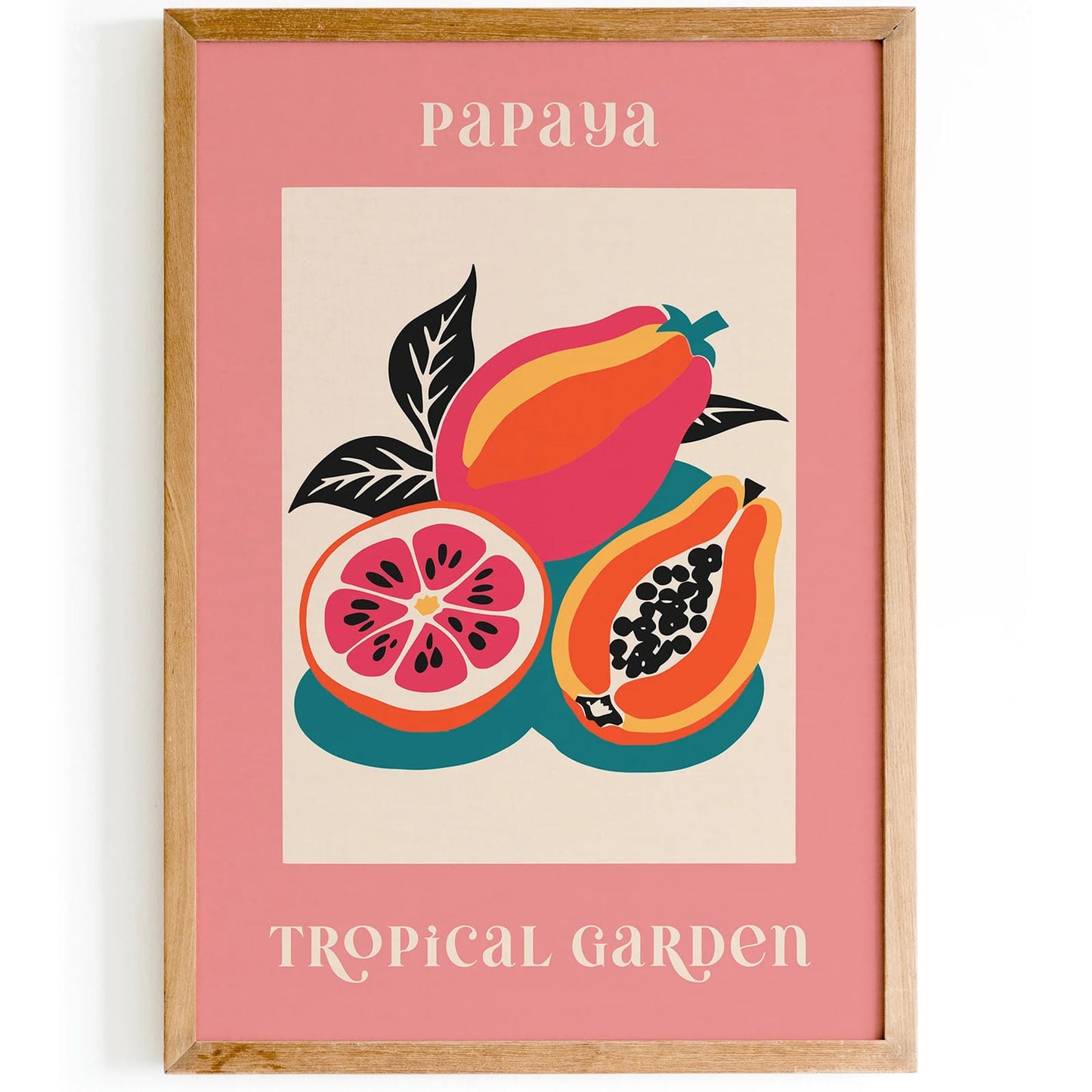 Vibrant Papaya Wall Art Tropical Garden Art Print