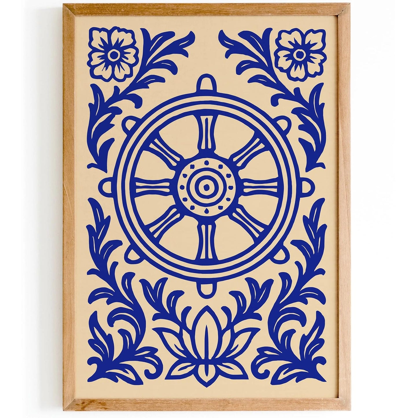 Dharmachakra (Wheel of Dharma) Blue Buddhism Poster