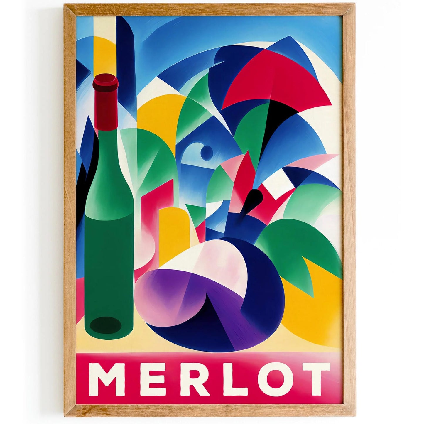 Merlot - Colorful Retro Wine Psoter
