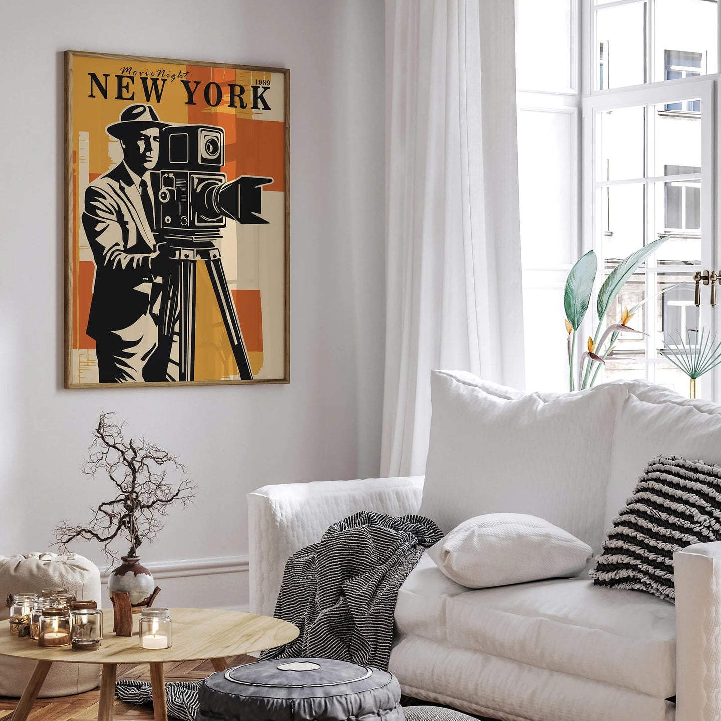 New York City Movie Night Vintage Poster