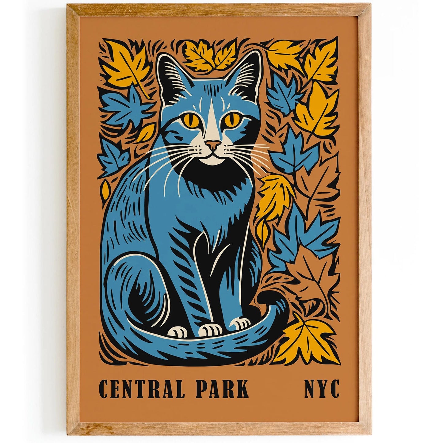 Fall in Central Park NYC Wall Art with a Cat