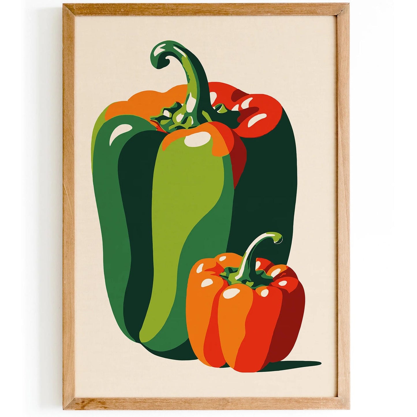 Red Green Bell Peppers Kitchen Wall Art