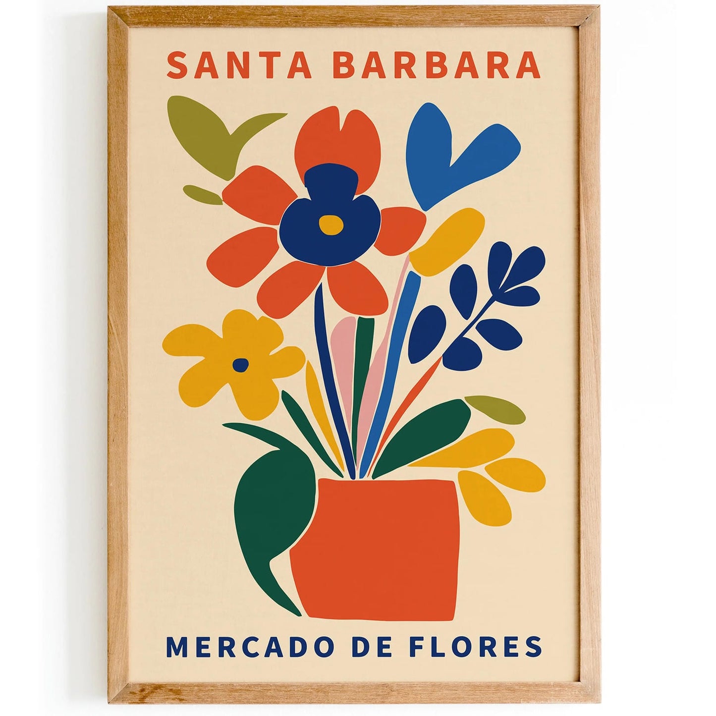Santa Barbara Flower Market Poster – Colorful Spanish Wall Art