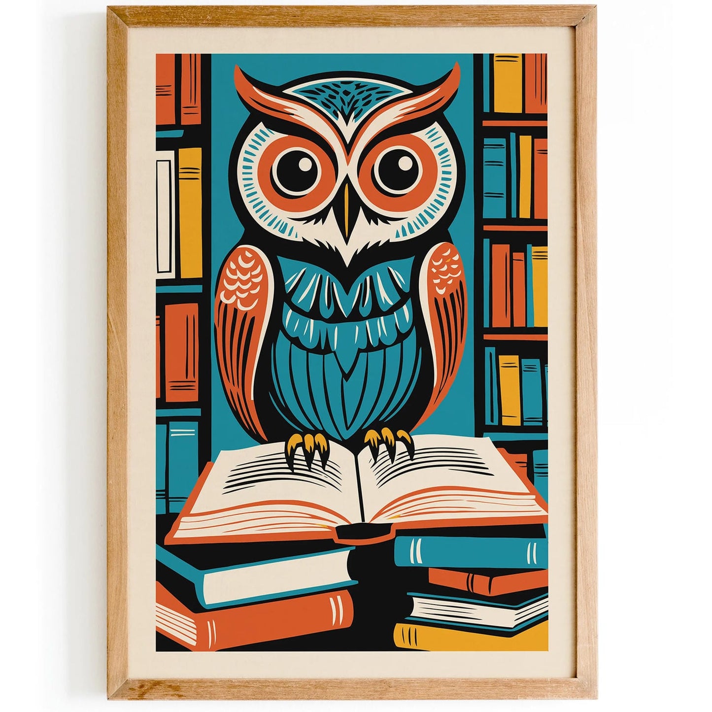Owl and Books Library Poster